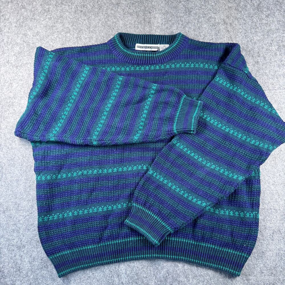 Fenn Wright & Manson XL Blue Striped Oversized Chunky Knit Sweater